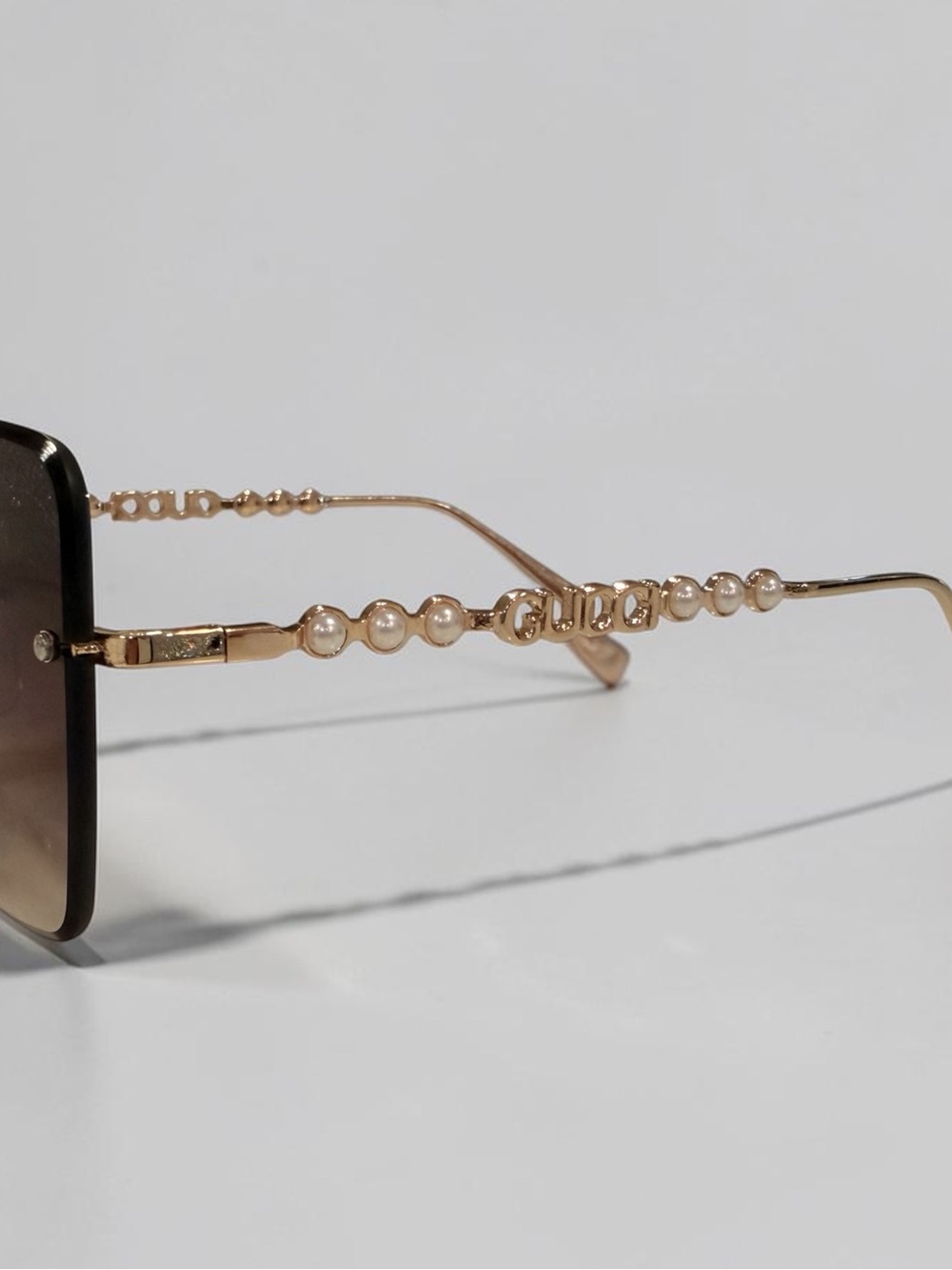 Brown Gradient Rimless Square Sunglasses - Picture 3 of 6